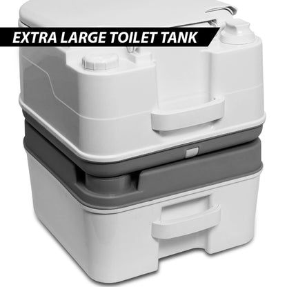 Portable Toilet Camping Potty with Tissue Storage 5.8 Gallon Indoor Outdoor RV Toilet with Handle Pump Leak-Proof