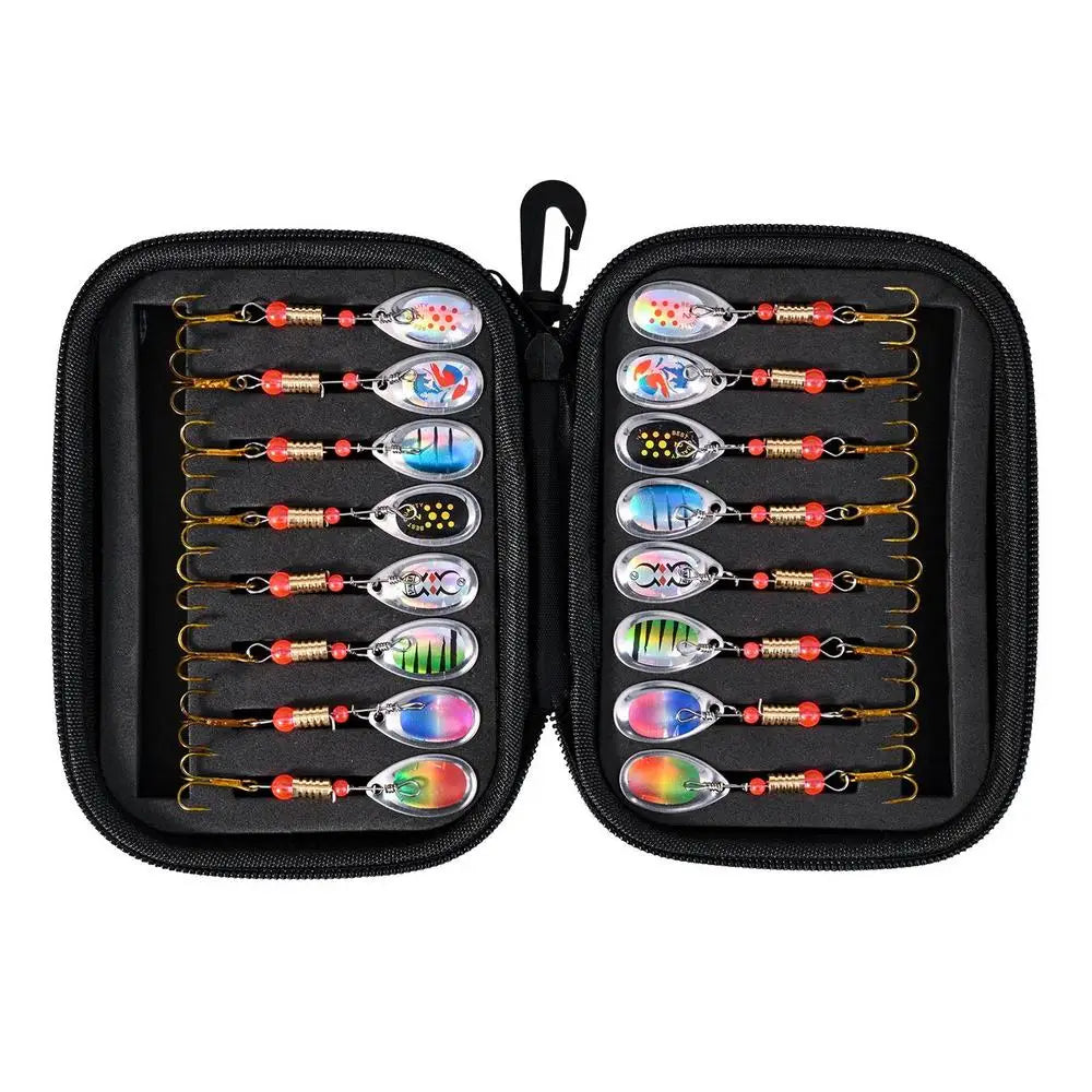 16pcs/set Fishing Sequins Trout Spinner With Eva Bag Trout Spinners Lures Bass Fishing Crank Baits Lure Jigging Spinner Baits