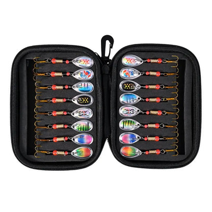 16pcs/set Fishing Sequins Trout Spinner With Eva Bag Trout Spinners Lures Bass Fishing Crank Baits Lure Jigging Spinner Baits