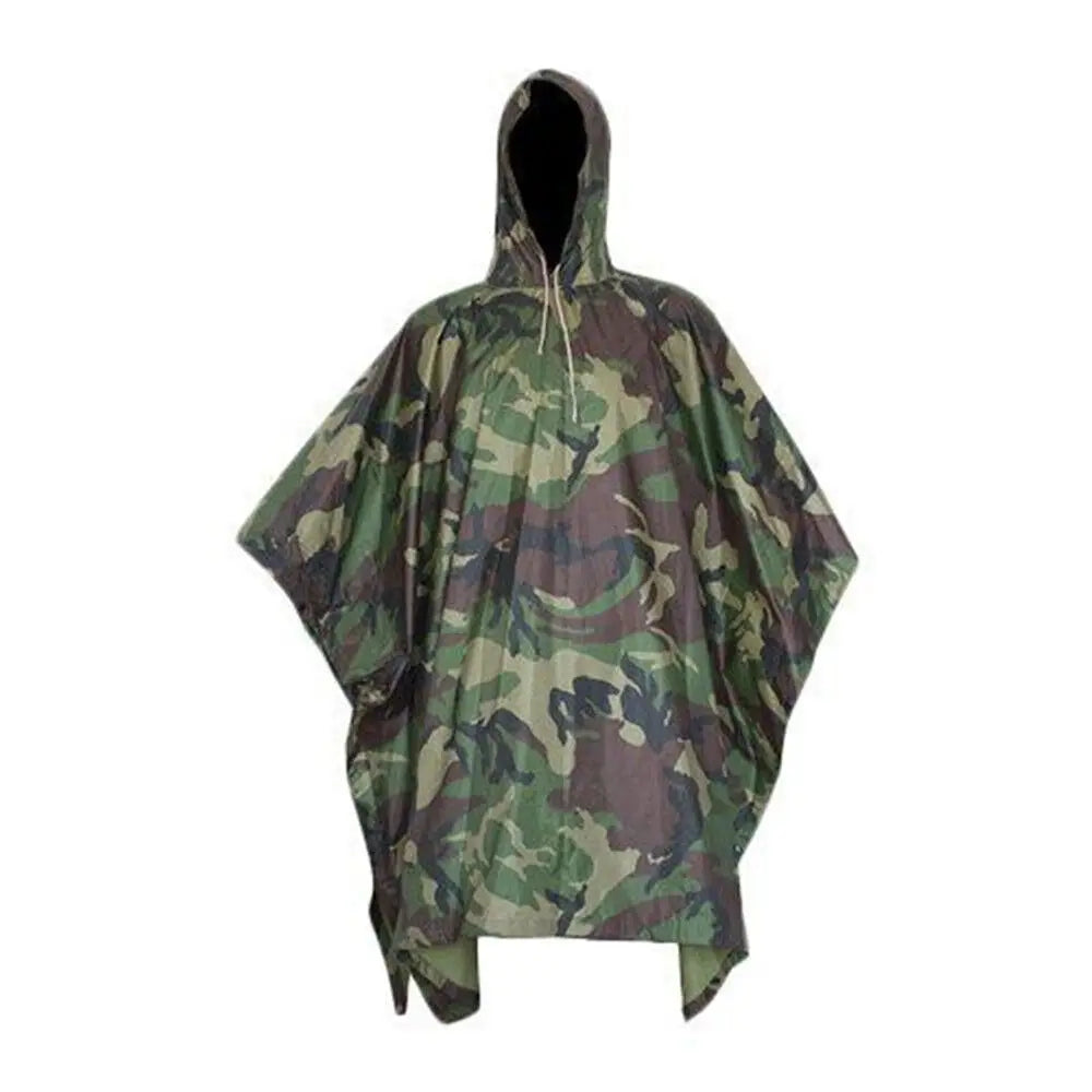 Tactical Rain Poncho - Army Poncho Shelter Waterproof Ripstop for Camping Hiking Hunting Backpacking Fishing
