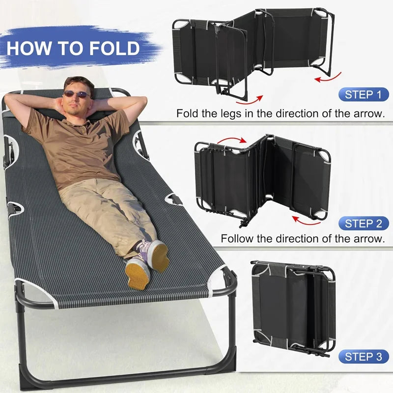 Camping Cot with Mattress, 4-Position Folding