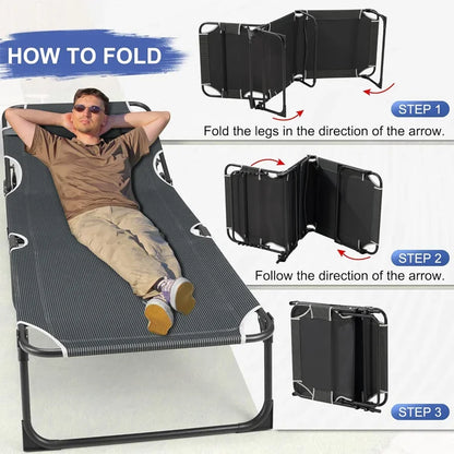 Camping Cot with Mattress, 4-Position Folding