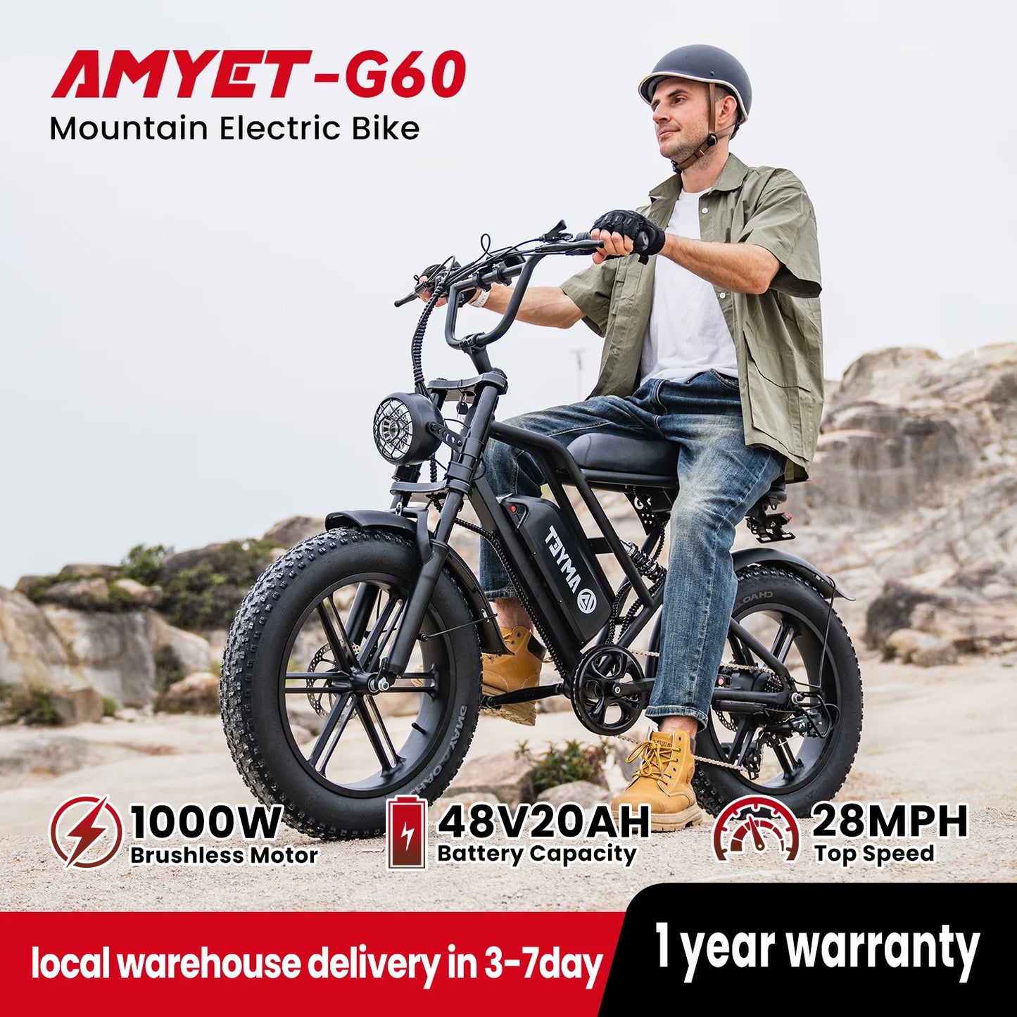 48V 20AH 20“ Tire Electric Mountain Moped