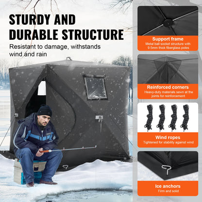 SucceBuy Portable Ice Shelter 1-2 Person Fishing Tent Ice Shanty for Winter Fishing Waterproof Ice Cube with Anchors Carry Bag