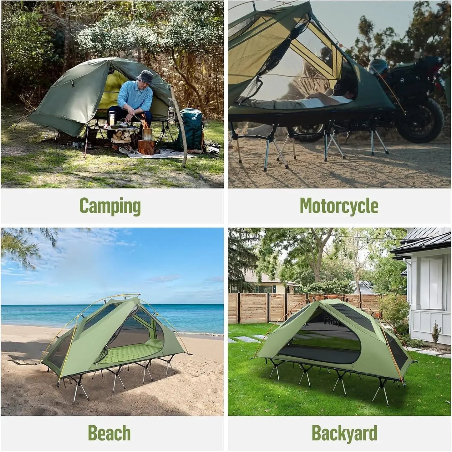 wCamping Cot Tent - Waterproof 1-Person Off-Ground Combo Cot Bed for Adults Portable Easy Set-up Tent