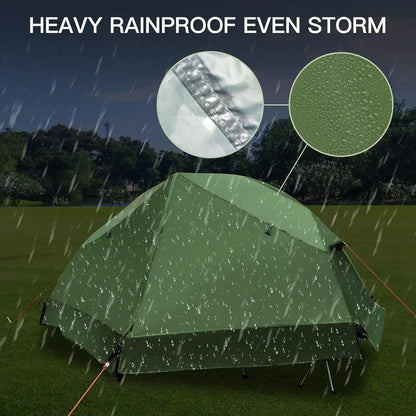 wCamping Cot Tent - Waterproof 1-Person Off-Ground Combo Cot Bed for Adults Portable Easy Set-up Tent