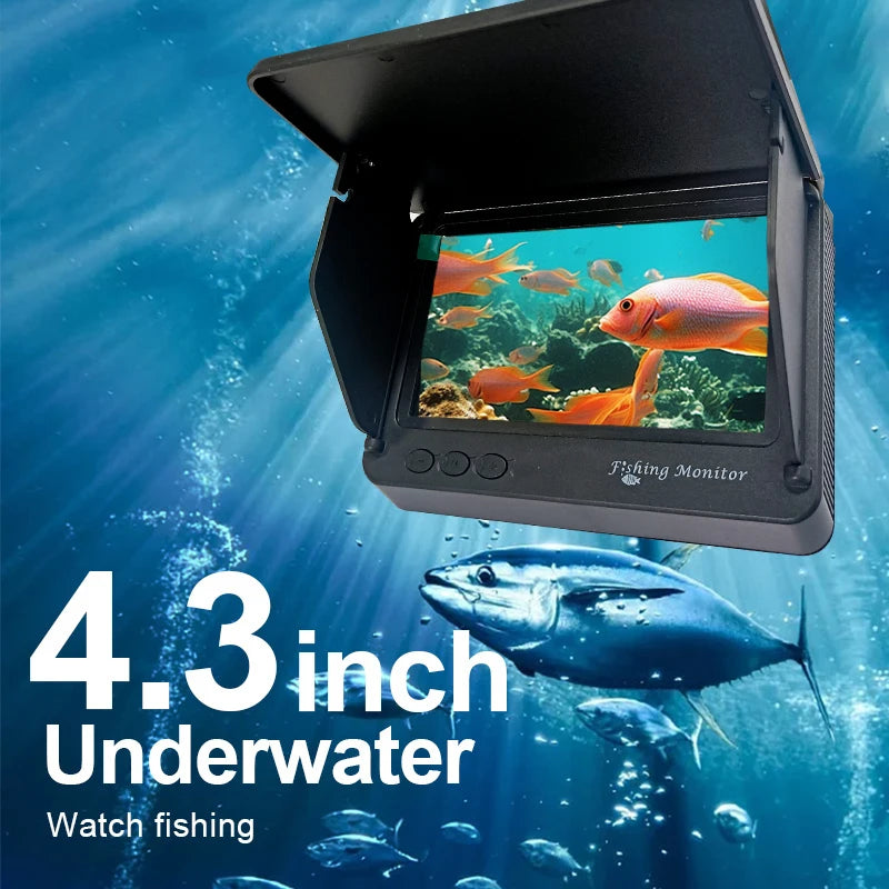 Portable Underwater Fishing Camera with 4.3" LCD Monitor Infrared Night Vision Waterproof Fish Finder for Ice Fishing