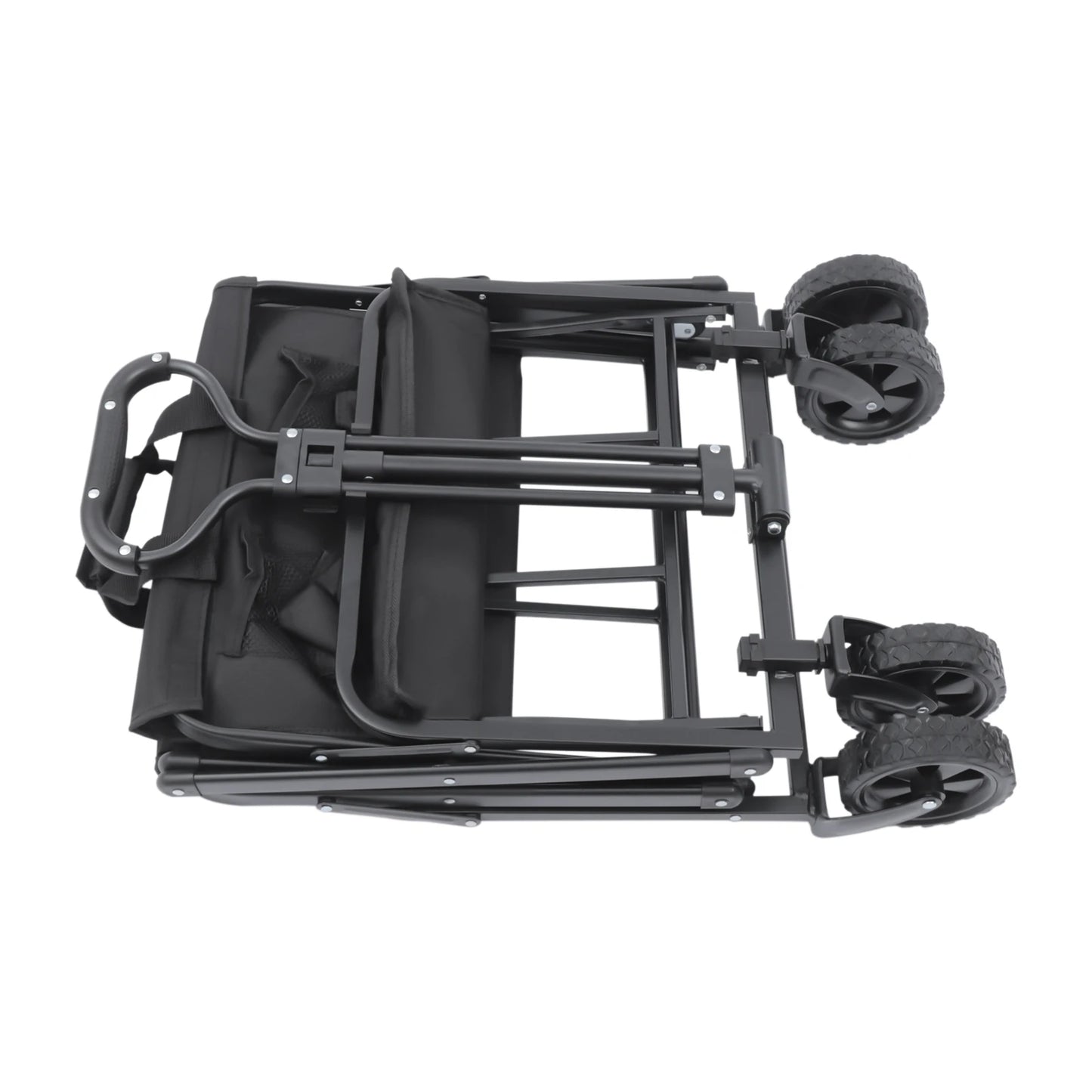 Wheel Folding Trolley, Adjustable Handle Black Utility Wagon,