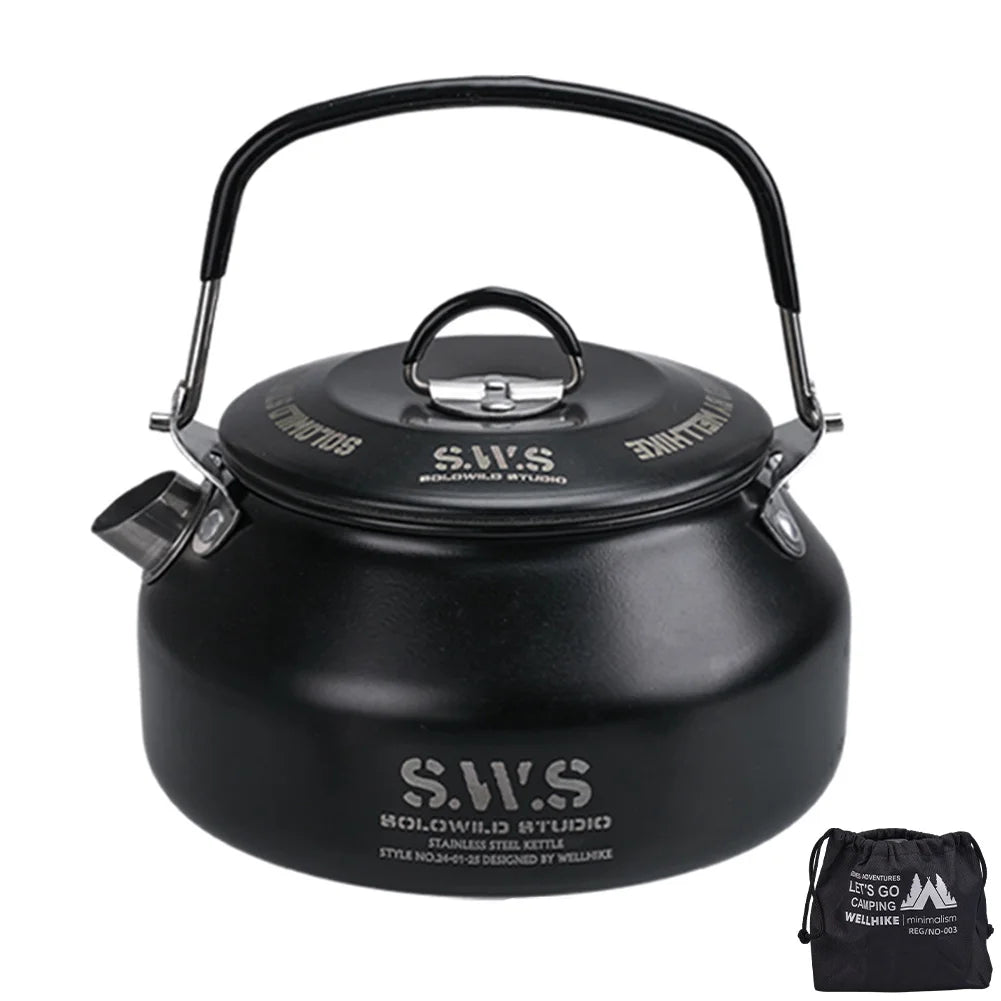 0.8L Portable Hiking Kettle 304 Stainless Steel Ultralight Coffee Kettle Lightweight Coffee Pot for Outdoor Travel Camping