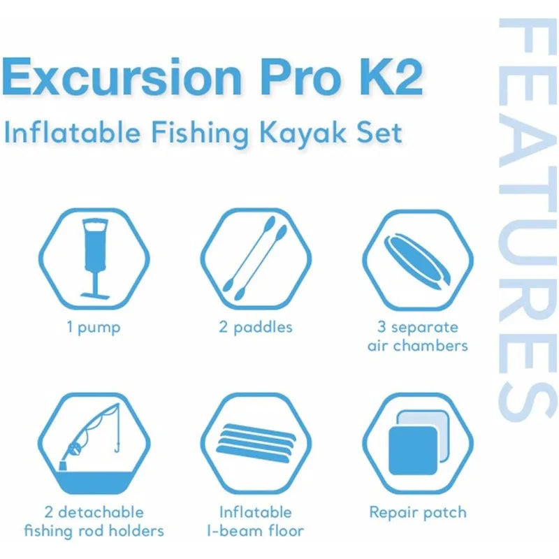 Inflatable Kayak Deluxe 86" Kayak Paddles & High-Output Pump,