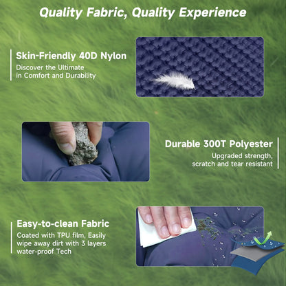 Aonhom Double Sleeping Pad, Inflatable Double Camping Mat with Foot Pump & Pillow for Backpacking, Hiking, Traveling, Tent