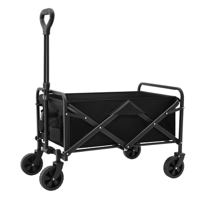 Wheel Folding Trolley, Adjustable Handle Black Utility Wagon,