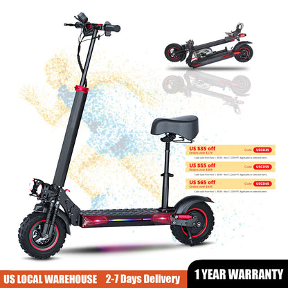1200/800W Off-road Electric Scooter with Seat, Foldable Commuting