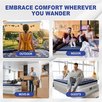 Queen Air Mattress with Built-in Pump,  Quick Inflation/Deflation
