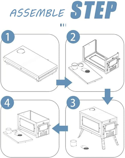 Portable Wood Burning Stove Tent Heater with Chimney Pipes, Folding Outdoor Camping Stove for Cooking BBQ Hunting Ice Fishing