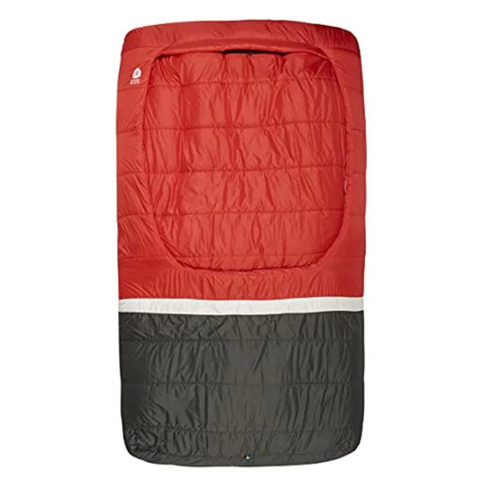 Frontcountry Bed: Zipperless 20 Degree Synthetic Double Sleeping Bag Red Black
