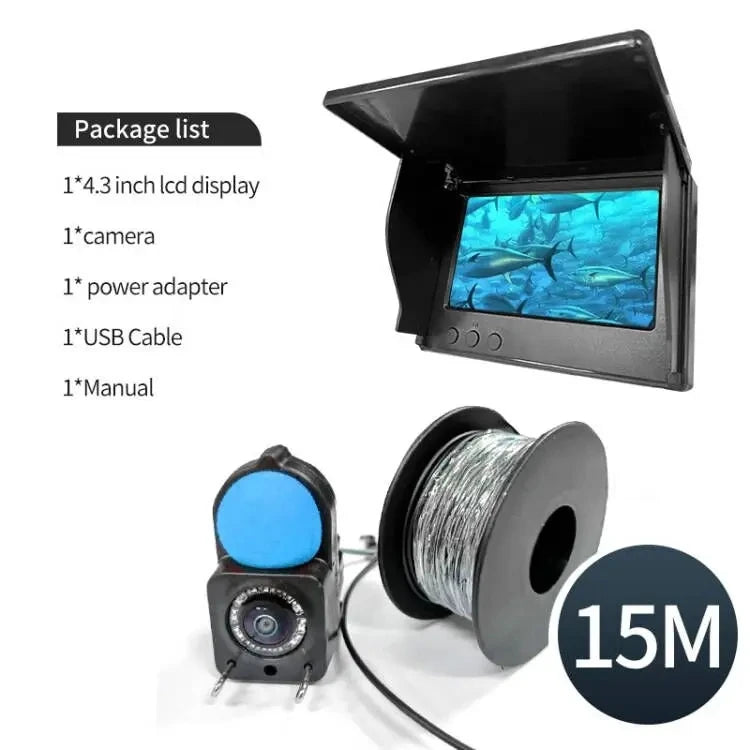 Portable Underwater Fishing Camera with 4.3" LCD Monitor Infrared Night Vision Waterproof Fish Finder for Ice Fishing
