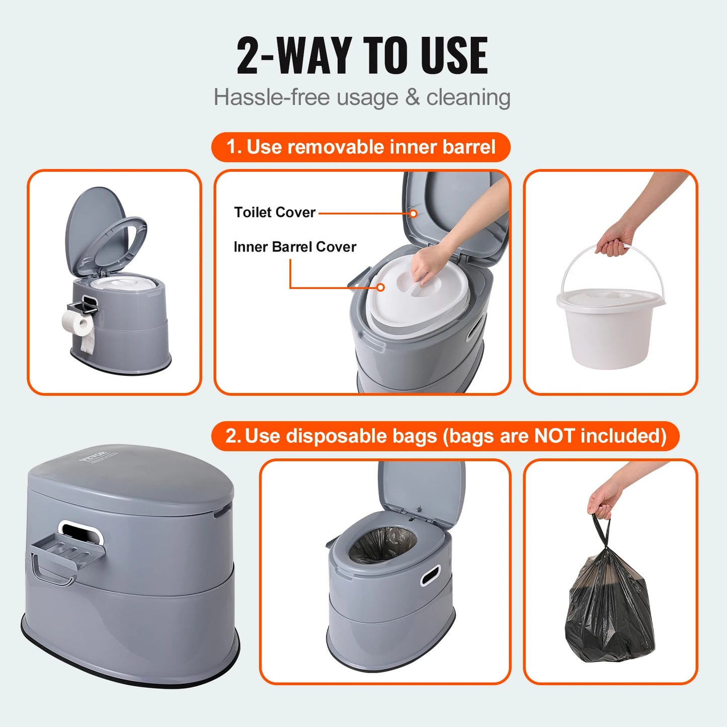 SucceBuy Portable Toilet for Camping Porta Potty with 1.3G Detachable Inner Bucket Travel Toilet for Outdoor Camping Travel
