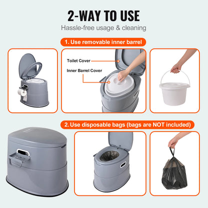 SucceBuy Portable Toilet for Camping Porta Potty with 1.3G Detachable Inner Bucket Travel Toilet for Outdoor Camping Travel