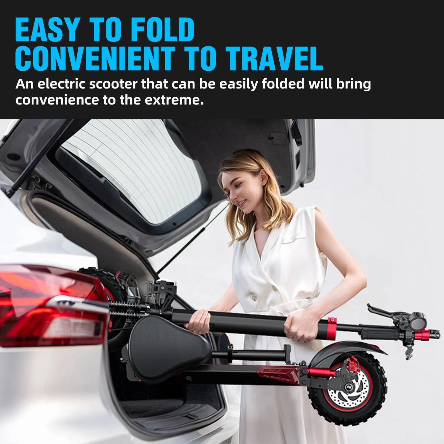 1200/800W Off-road Electric Scooter with Seat, Foldable Commuting