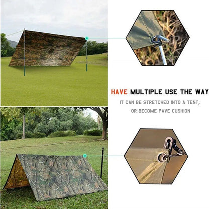 Tactical Rain Poncho - Army Poncho Shelter Waterproof Ripstop for Camping Hiking Hunting Backpacking Fishing