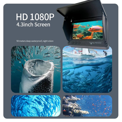 Portable Underwater Fishing Camera with 4.3" LCD Monitor Infrared Night Vision Waterproof Fish Finder for Ice Fishing