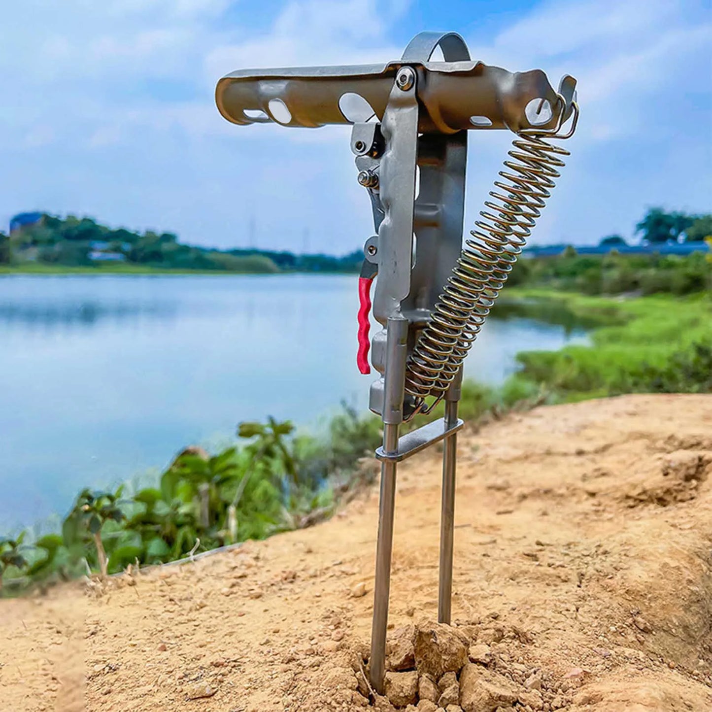 Automatic Fishing Rod Holder Spring Support Stand Rod Stainless Steel Hook Reel Tool Box Set for Outdoor Fishing Gear 1pcs