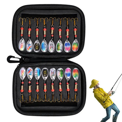 16pcs/set Fishing Sequins Trout Spinner With Eva Bag Trout Spinners Lures Bass Fishing Crank Baits Lure Jigging Spinner Baits