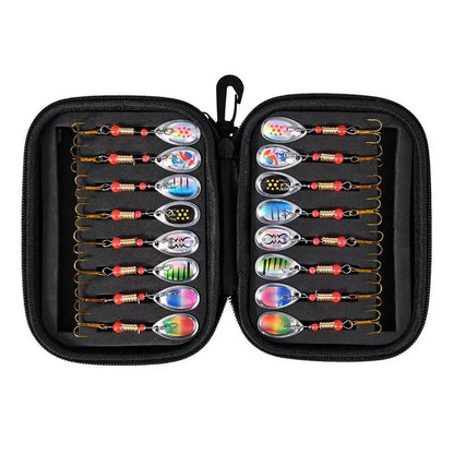 16pcs/set Fishing Sequins Trout Spinner With Eva Bag Trout Spinners Lures Bass Fishing Crank Baits Lure Jigging Spinner Baits