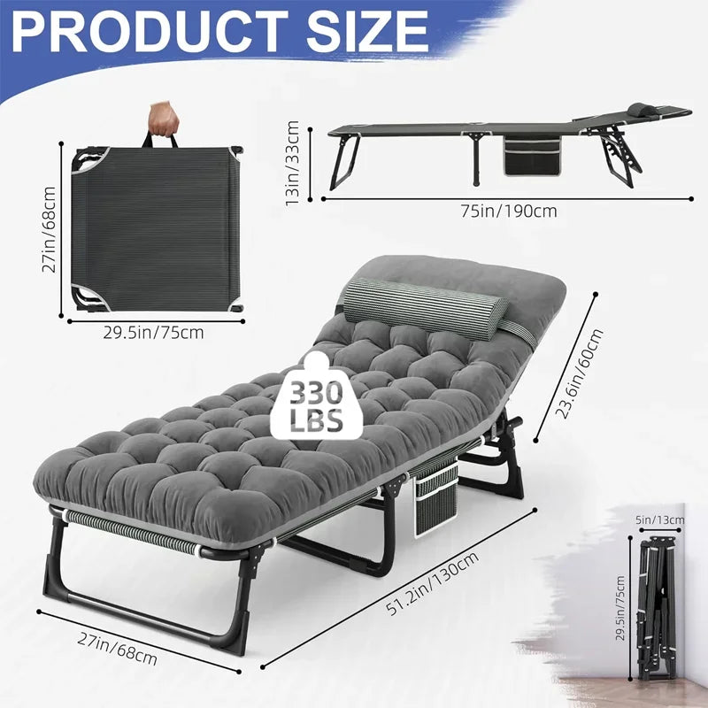 Camping Cot with Mattress, 4-Position Folding