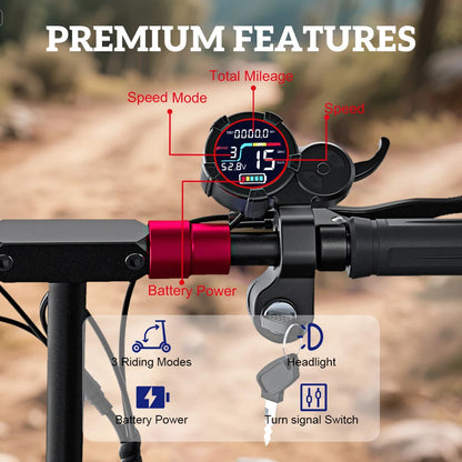 1200/800W Off-road Electric Scooter with Seat, Foldable Commuting