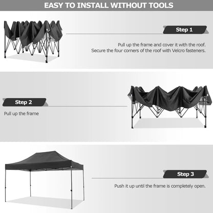 10x15 Heavy Duty Pop up Canopy Tent with 4 sidewalls Commercial Outdoor Canopy Wedding Party Tents for Wedding All Season Gazebo